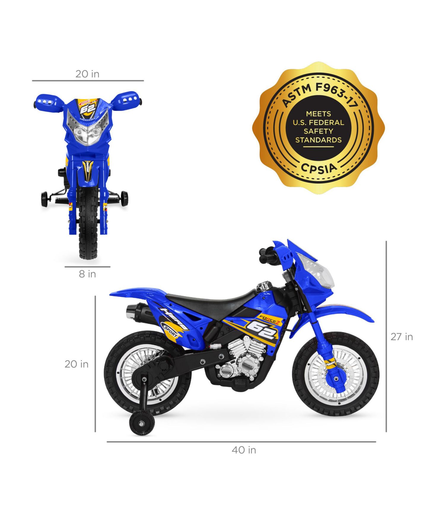 Детская игрушка Best Choice Products 6V Kids Electric Ride On Motorcycle with Training Wheels and Lights, 44 lbs Capacity, Ages 3+, цвет: Синий — фото 7
