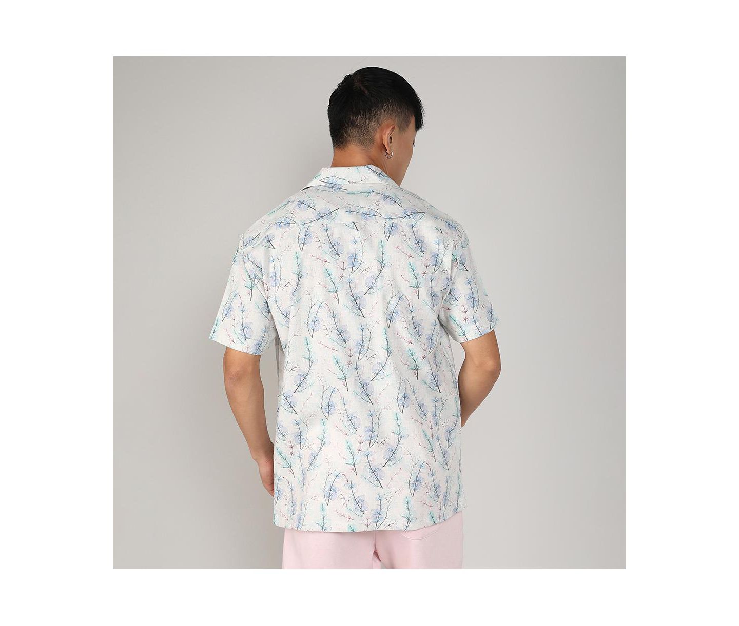 Мужская рубашка Cahoot Campus Sutra Ivory White & Icy Blue Flora Tint, цвет: Белый — фото 3