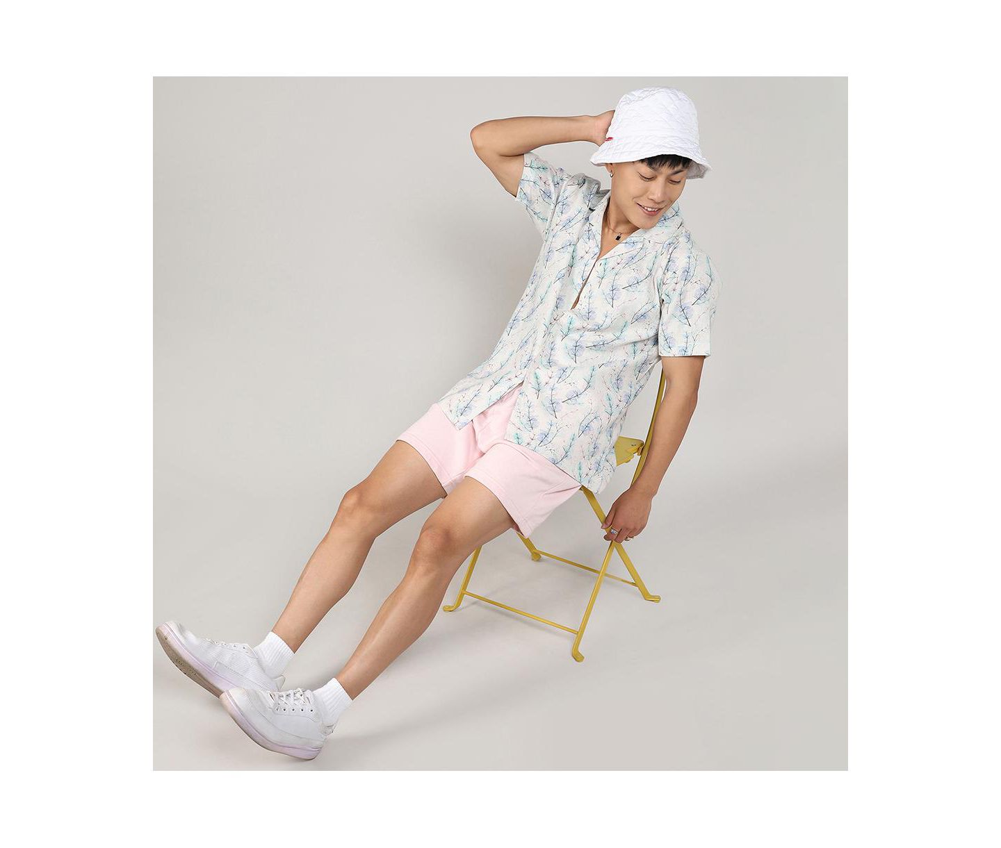 Мужская рубашка Cahoot Campus Sutra Ivory White & Icy Blue Flora Tint, цвет: Белый — фото 6