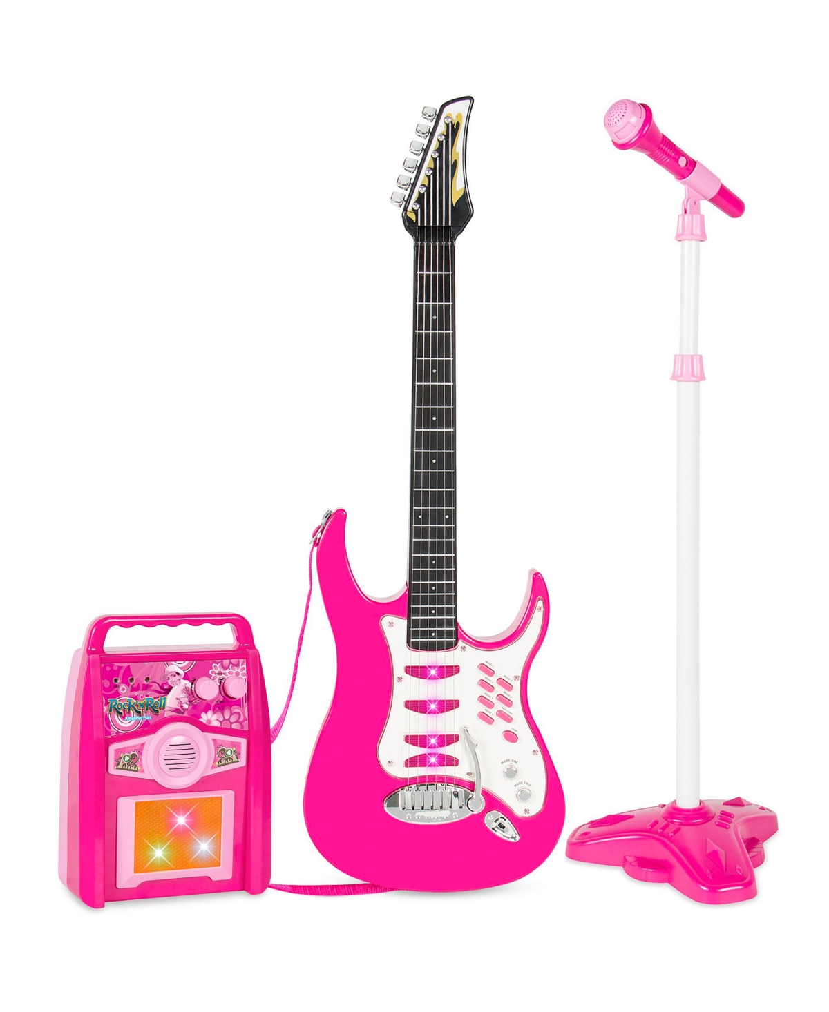Best Choice Products Kids Electric Musical Guitar Toy Play Set w/ 6 Demo Songs, Whammy Bar, Microphone, Amp, Aux