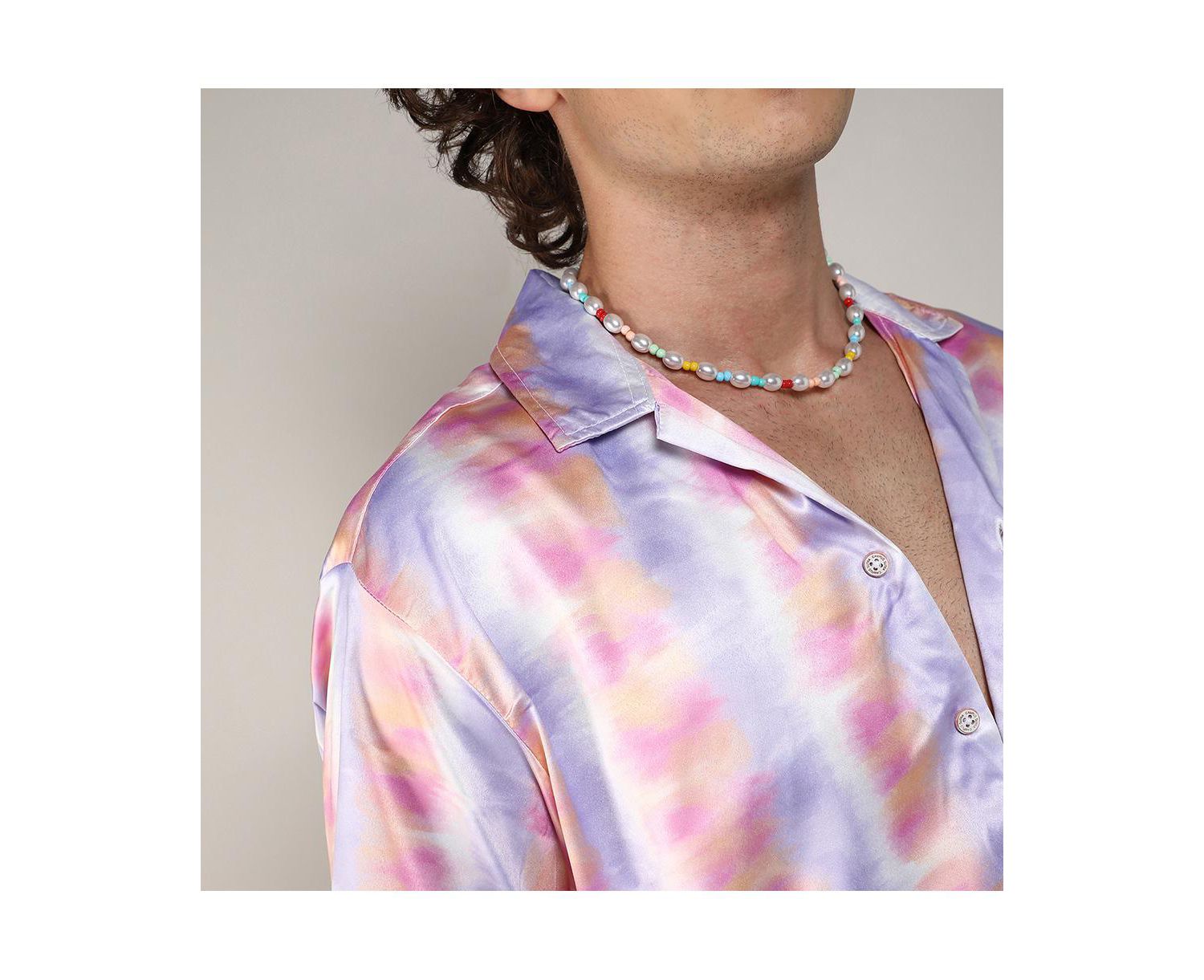 Men's Lavender & Pale Orange Relaxed Ombre Shirt