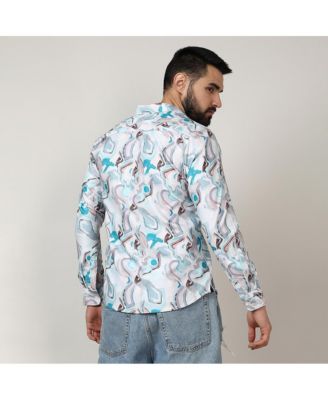 Men's Sky Blue & Ivory White Fluid Fade Shirt