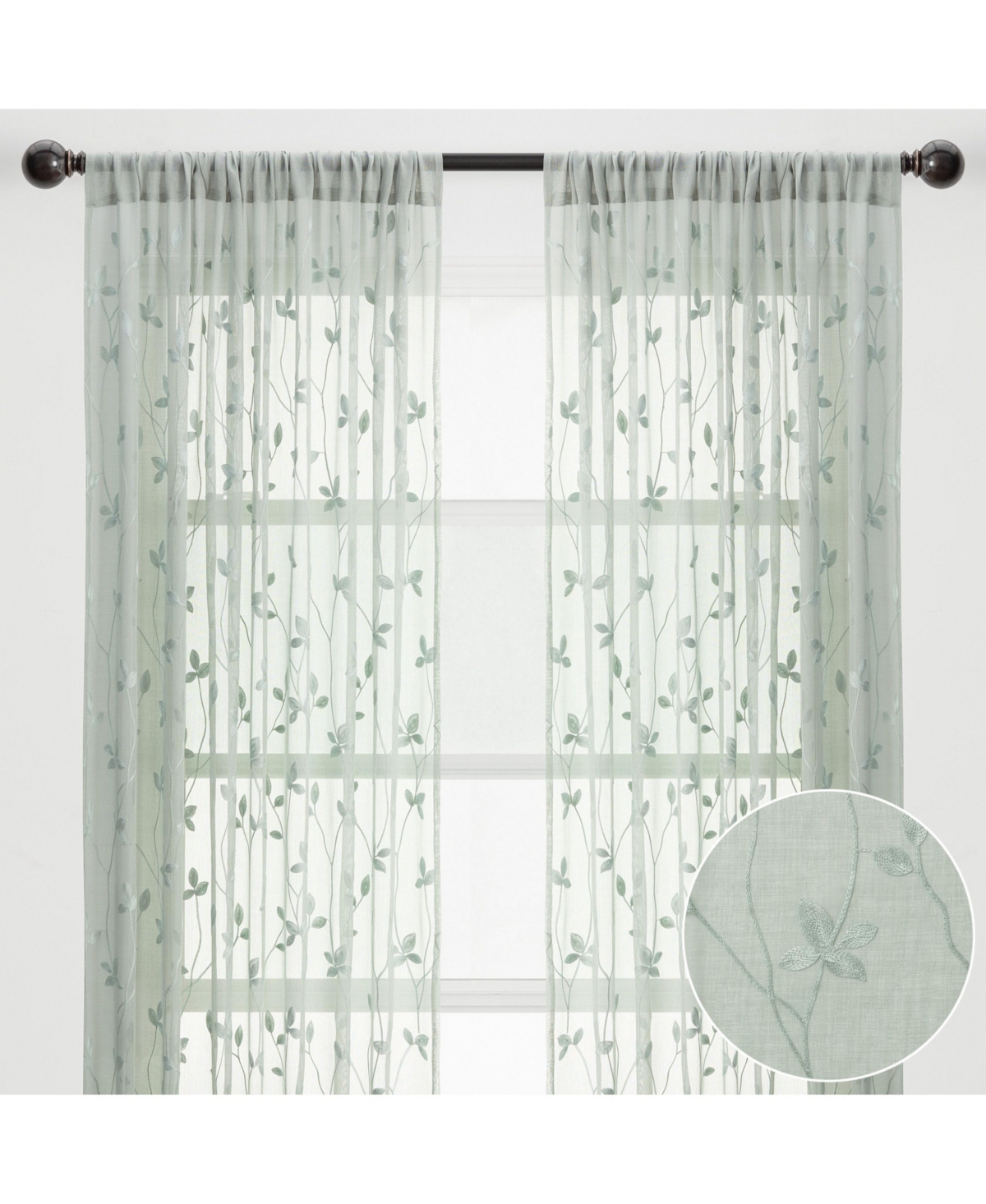 Chanasya Premium Embroidered Vine Curtains - Sheer for Living Room, Bedroom, Kitchen 52" x 84" White, 2 Panels