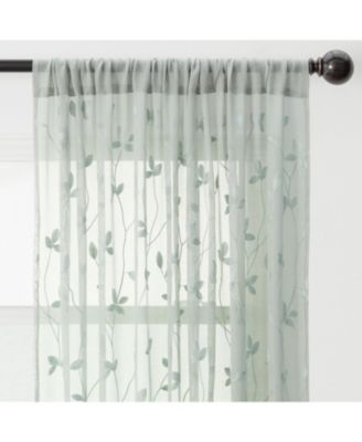 Premium Embroidered Vine Curtains - Sheer Curtains for Living Room, Bedroom, Kitchen - 52" x 108" - White, 2 Panels