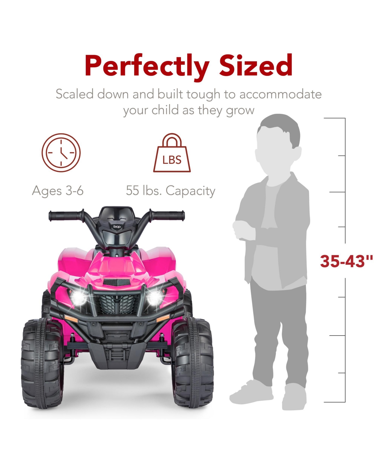 Best Choice Products 12V Kids Ride-On Atv Quad w/ Bluetooth, 2.4mph Max, Treaded Tires, Led Lights, Radio