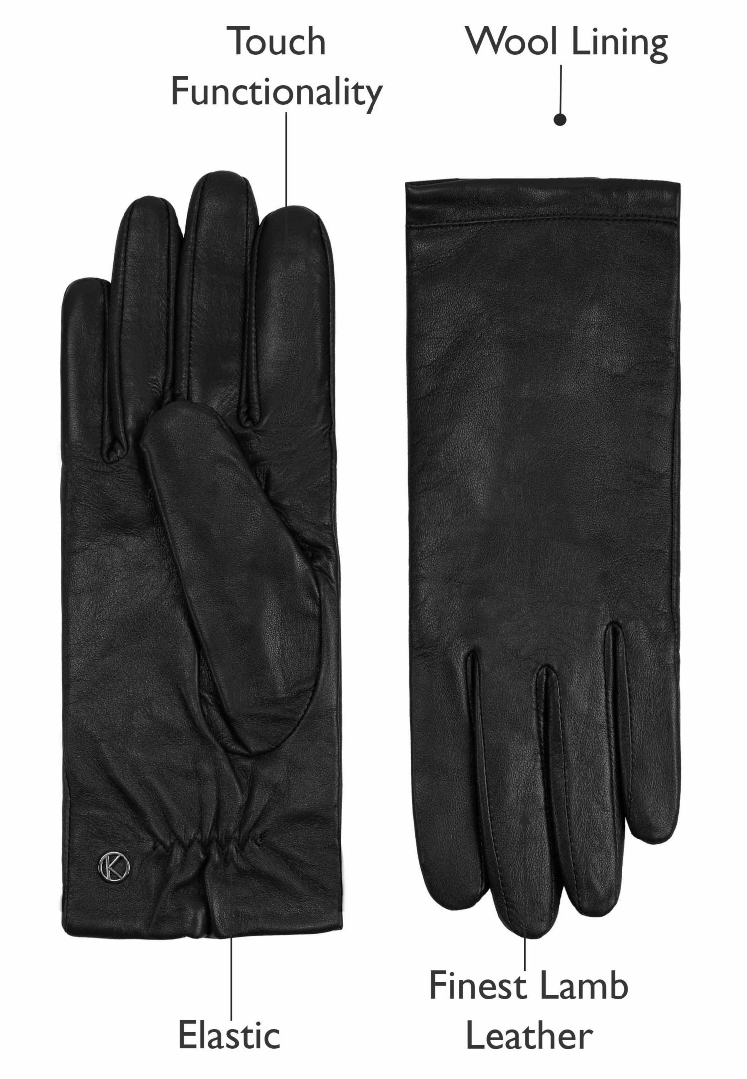 Women`s Premium Lamb Leather Touchscreen Gloves Style Chelsea