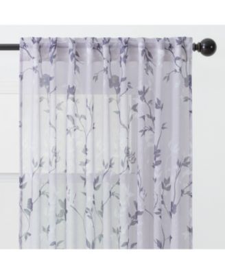 Premium 2-Panel Floral Textured Sheer Curtain Panels - 3-in-1 Back Tab, Rod Pocket, Ring Tab - for Windows Living Room Bedroom- Translucent Window Drapes for Home - 52 x 84 Inches - Brown