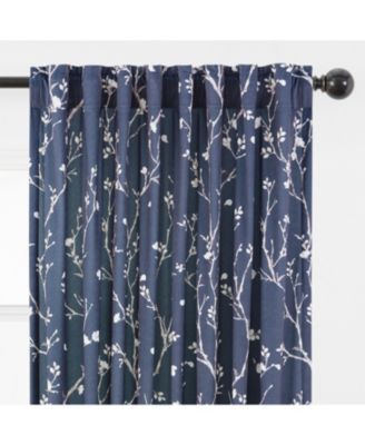 Premium 2-Panel Sakura Cherry Tree Soft Velvet Curtains - 3-in-1 Back Tab, Rod Pocket, Ring Tab- for Windows Living Room Bedroom - Partial Room Darkening Drapes for Privacy 52 x 63 Inches