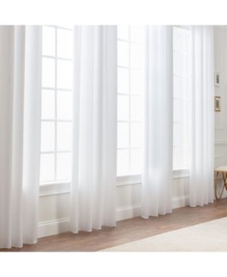 Premium Beige Silky Velvet Textured Sheer Curtains - Lightweight Curtain for Living Room Bedroom Windows - Light Filtering Elegant Drapes with Grommets - 84 Inches Long - 2 Panel Set