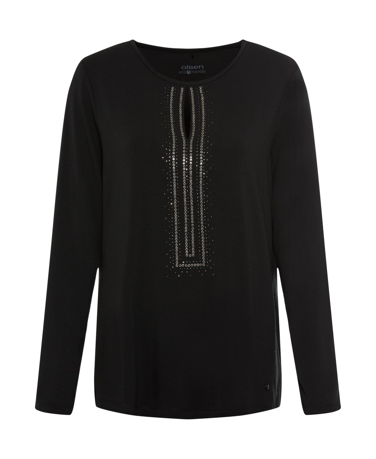 Olsen Women's Long Sleeve Keyhole Neckline Embellished T-Shirt