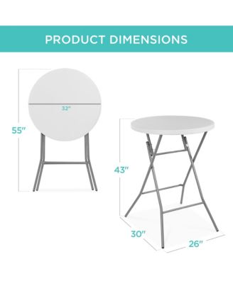 32in Bar Height Folding Table, Indoor Outdoor Accessory w/ Thick Table Top, 330lb Capacity