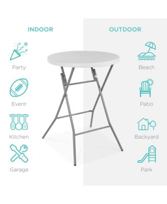 32in Bar Height Folding Table, Indoor Outdoor Accessory w/ Thick Table Top, 330lb Capacity