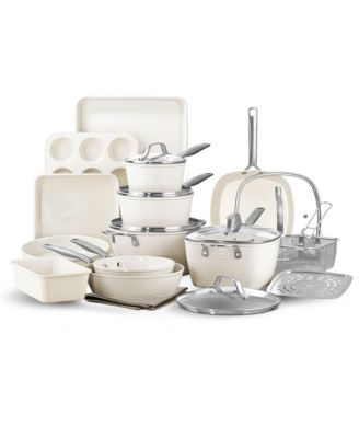 Pro Hammered Collection 20-Piece Ceramic Coating Nonstick Cookware Set