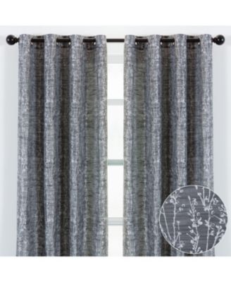 2 Panel Teal Jacquard Curtains 52x84, Floral Textured Grommet Drapes, Partial Room Darkening for Living Room Partial Room Darkening