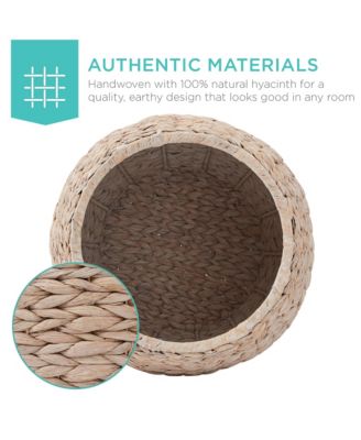 Vintage Multipurpose Hyacinth Storage Organizer Tote Basket w/ Lid