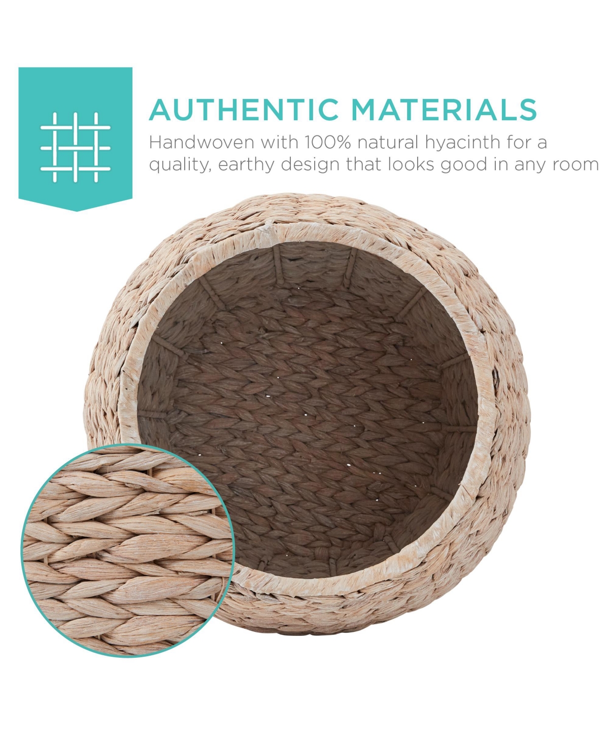 Best Choice Products Vintage Multipurpose Hyacinth Storage Organizer Tote Basket w/ Lid