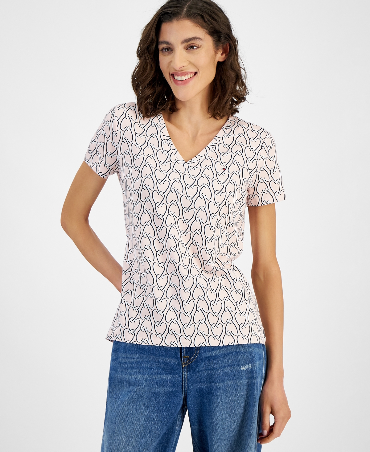 Tommy Hilfiger Women's Heartlock V-Neck Short-Sleeve T-Shirt
