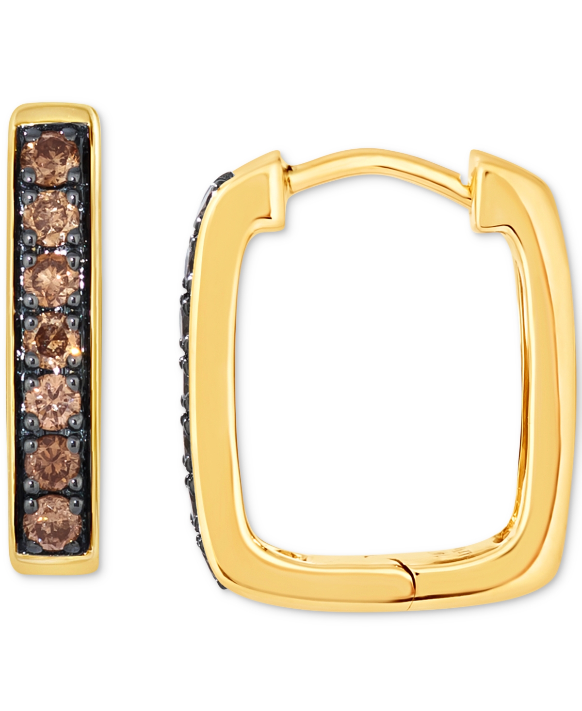 Le Vian Chocolatier Chocolate Diamond Squared Small Hoop Earrings (1/3 Ct. T.w.) In 14k Gold In 14k Honey Gold Earrings