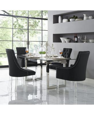 Winona Velvet Acrylic Leg Dining Chair Set of 2