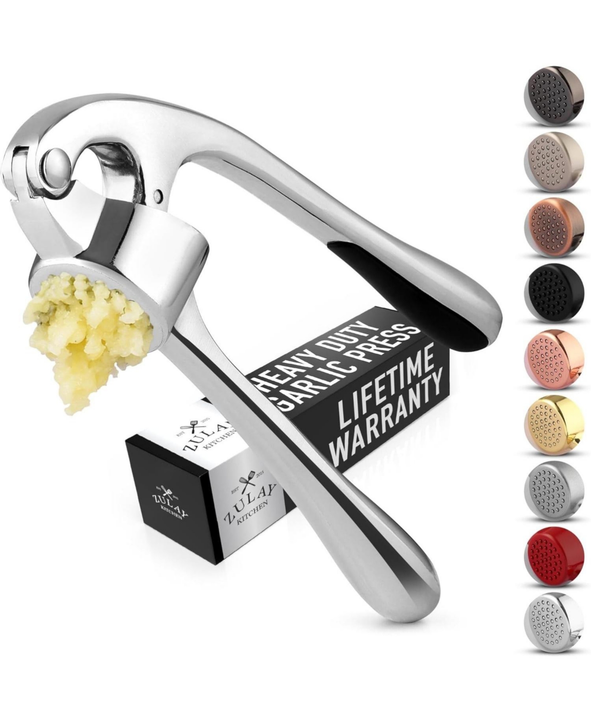 Zulay Kitchen Premium Garlic Press - Durable Garlic Masher with Soft, Easy to Squeeze Handle