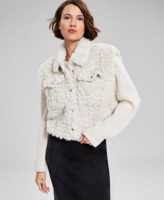 Women's Mixed-Media Long-Sleeve Jacket, Created for Macy's 