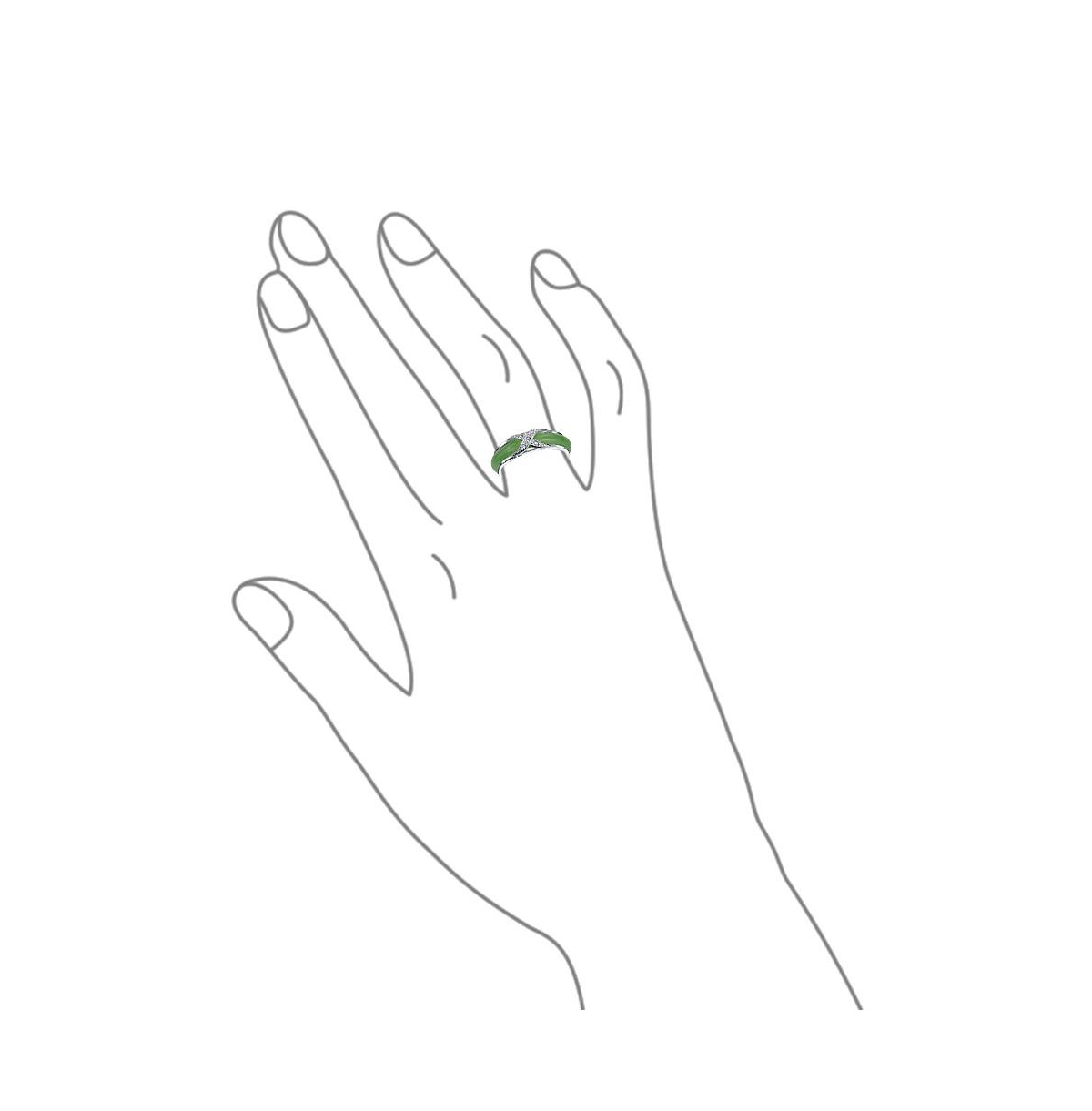 Bling Jewelry Pave Cz Accent Criss Cross Cubic Zirconia X Kiss Dyed Green Jade Band Ring .925 Sterling Silver