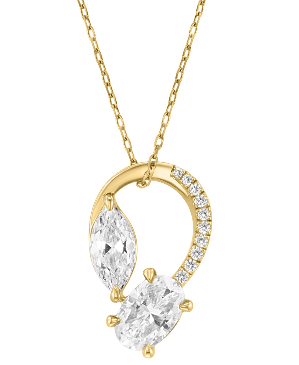 Shop Effy Collection Effy Lab Grown Diamond Mixed-cut Swirl Pendant Necklace (2-1/2 Ct. T.w.) In 14k Gold, 16-1/2" + 1-1/ In Yellow Gold