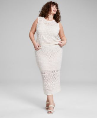 Now This Trendy Plus Size Crochet Sleeveless Top Midi Skirt Created For Macys