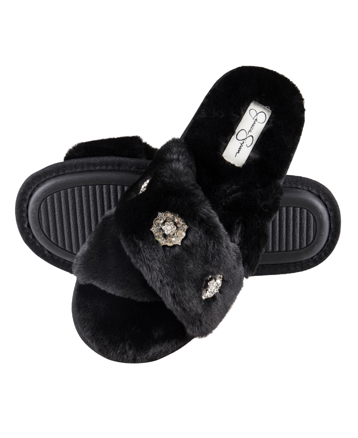 Jessica Simpson Women's Embellished Cross Band Slide Slippers In Ivory