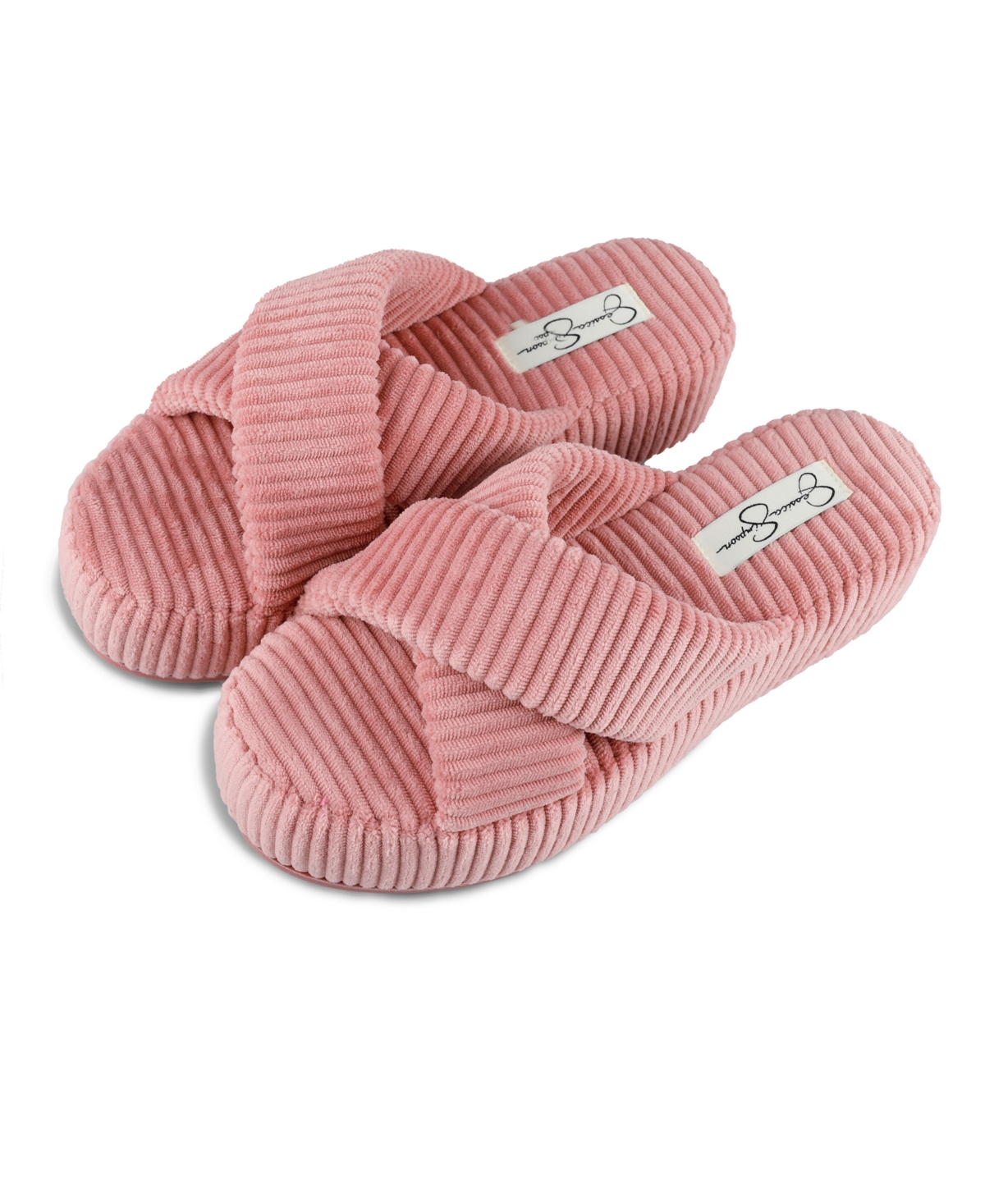 Shop Jessica Simpson Women's Ribbed Terry Cross Band Slide Platform Slipper In Dusty Pink