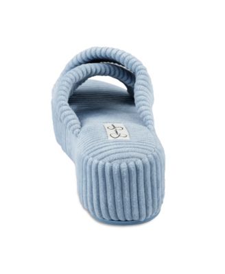 Women's Ribbed Terry Cross Band Slide Platform Slipper
