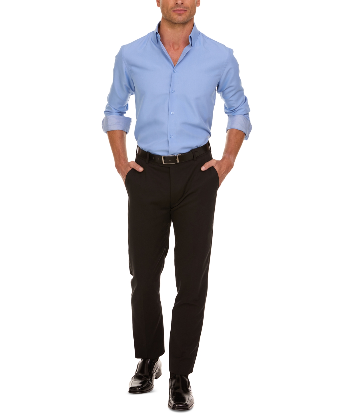 Nicole Miller Men's Slim-Fit Dress Shirt - Vista Blue