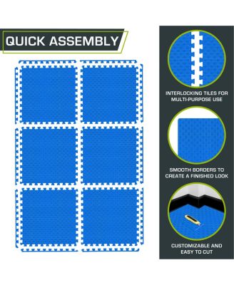Checkered Puzzle Exercise Mat 1-in, 24 Sq Ft - 6 Tiles