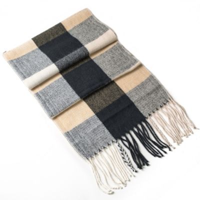Men's Scarf Soft Knit Winter Scarves Plaid Striped or Solid Neck Covering Long Warm Stylish