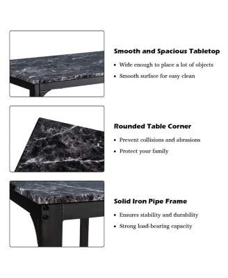 3 Pieces Dining Table Set with Faux Marble Tabletop and 2 Chairs