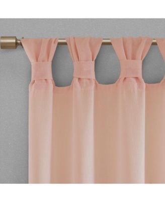 Rosette Floral Embellished Cuff Tab Top Solid Curtain Panel, 50"W x 95"L
