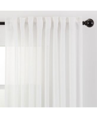 Premium 2-Panel Faux Belgian Flax Textured Semi Sheer Curtains - for Windows Living Room Bedroom Patio - Partial Sheer Drapes for Privacy & Home Decor 52 x 63 Inches Long - Maroon