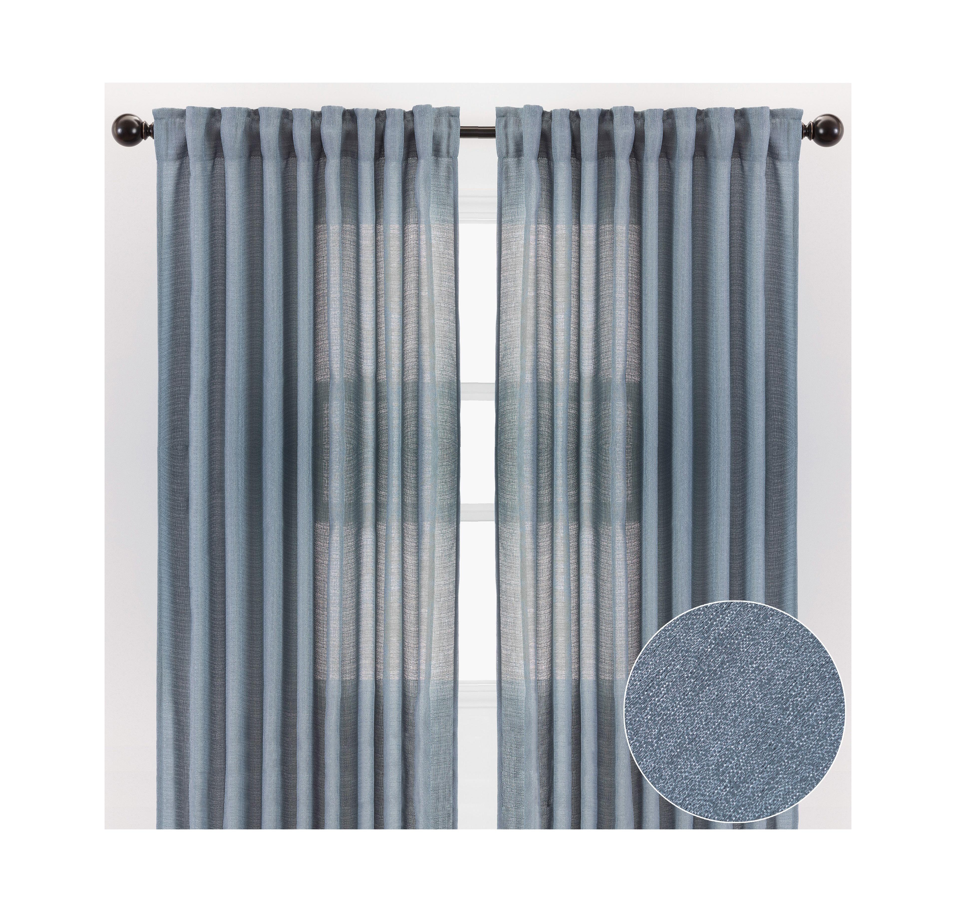 Chanasya Premium 2-Panel Faux Belgian Flax Textured Semi Sheer Curtains