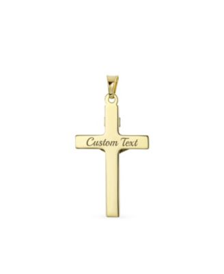Delicate Two Tone Christian Religious Jesus Inri Crucifix Cross Necklace Pendant  White & 14K Yellow Gold Cross No Chain