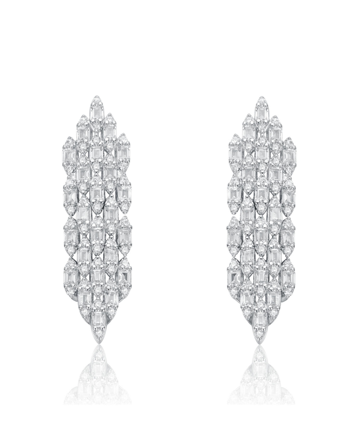 Genevive Sterling SilverGold Plated with Clear Cubic Zirconia Waterfall Cluster Dangle Earrings - White