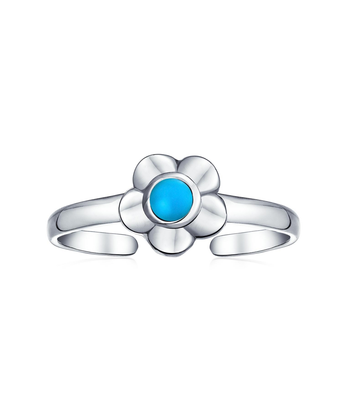 Bling Jewelry Sun FlowerStabilized Turquoise Midi Thin Band Toe Ring Western Jewelry For Women .925 Silver Sterling Adjustable - Blue