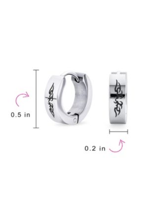 Biker Jewelry Small Spiritual Guardian Angel Wings Huggie Hoop Kpop Earrings Or Stainless Steel