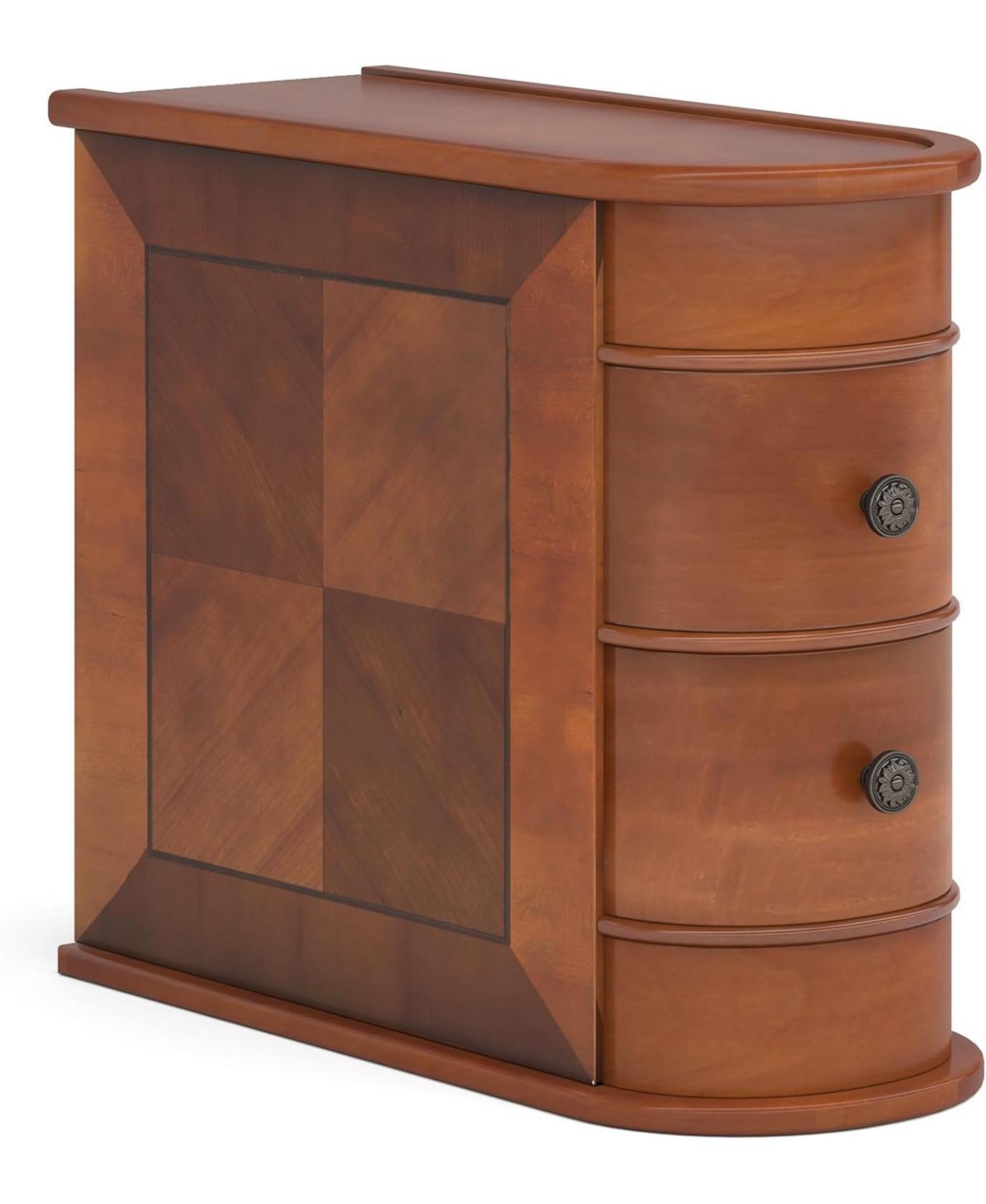 Tribesigns End Table with 2 Drawers, Black Sofa Side Table with Storage, No Assembly Required, Closed Back, Slim Nightstand Vintage Wood Chairside Bed