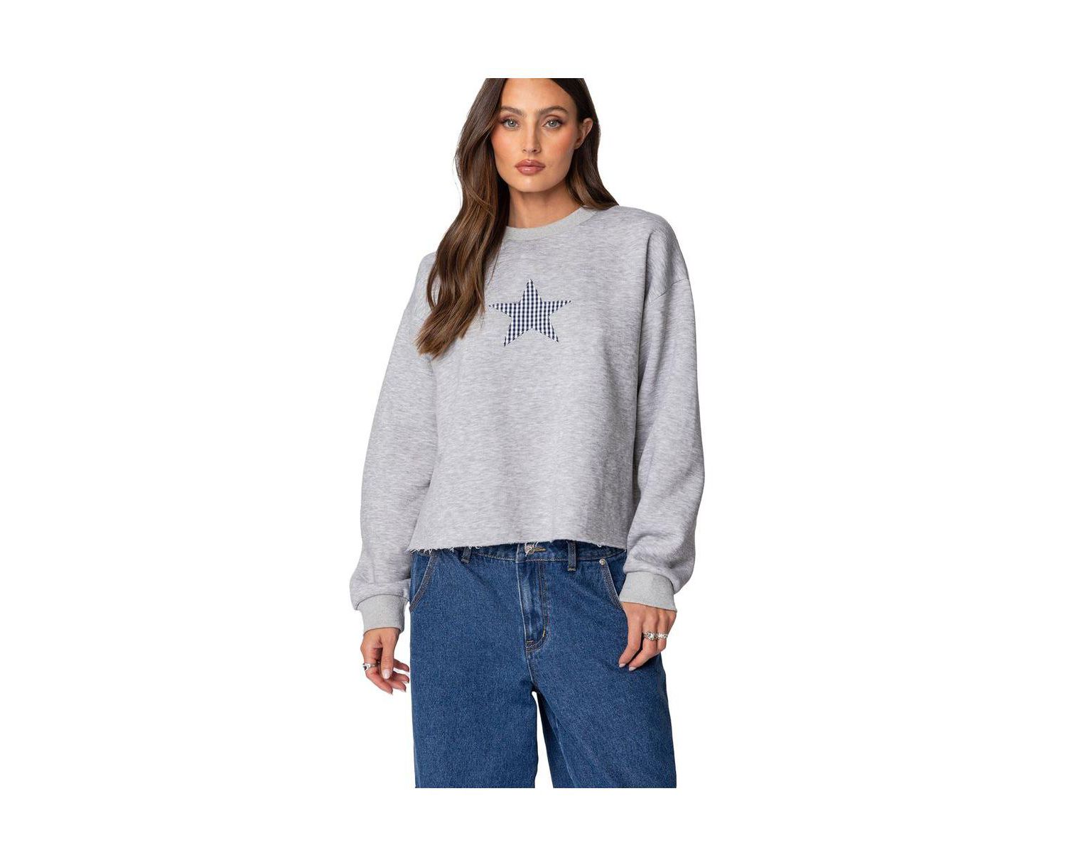 Womens Gingham Star Sweatshirt