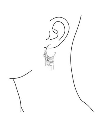 Trendy Moon Stars Dangling Charm Crescent Large Hoop Stud Earrings