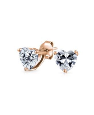 1ct Cubic Zirconia Solitaire Heart Shaped Cz Stud Earrings .925 Sterling Silver 7mm