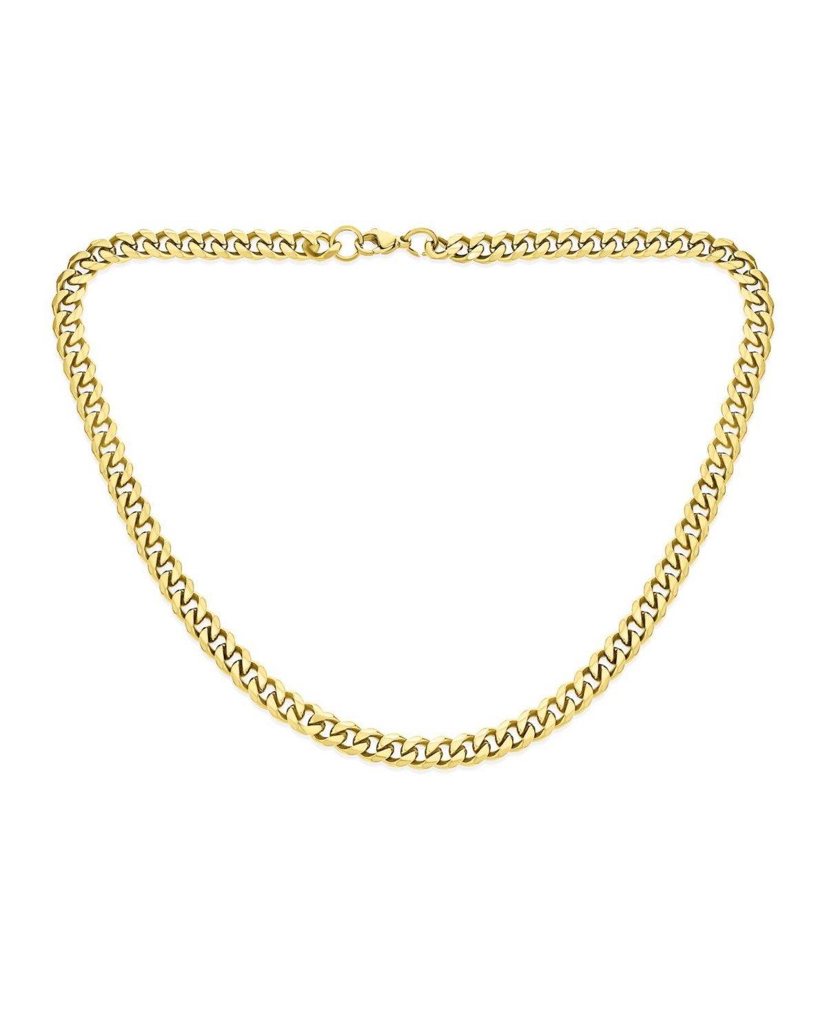 Bling Jewelry Urban Biker Jewelry Men Women Solid Curb Link Chain Necklace Gold Tone Stainless Steel 7MM
