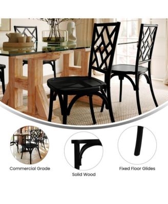 Mara Set Of 2 Solid Wood Dining Chairs With Stackable Design, Ornate Seat Back Accenting, And Elegant Finish