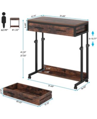 Portable Desk with Drawers, Mobile Laptop Desk with Wheels, Couch Desk Sofa Side Table Bed Desk, Small Standing Desk for Home Office