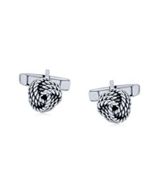 Twist Love Knot Woven Braided Cable Ball Shirt Cufflinks Executive Groom Gift .925 Sterling Silver Hinge Bullet Back